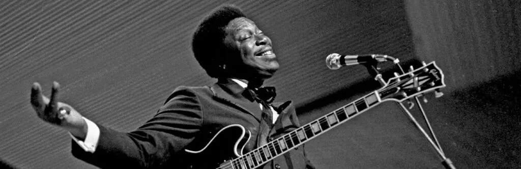Blues legend B.B. King playing guitar