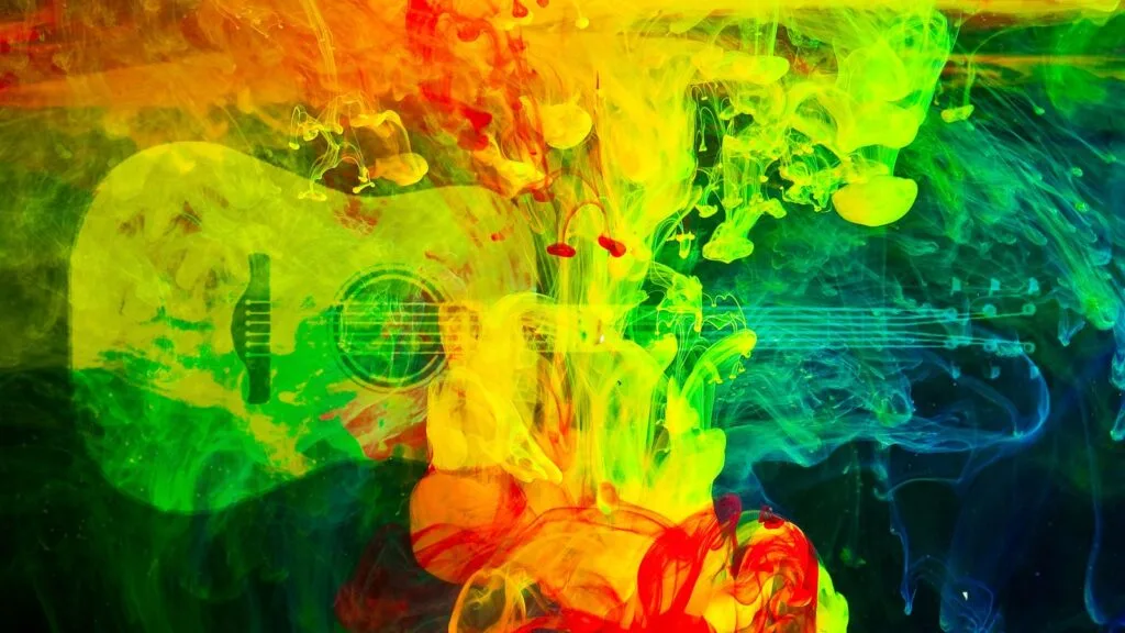 Abstract illustration representing guitar practice and music learning
